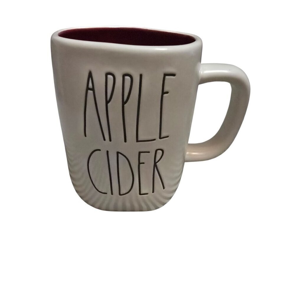 NWT Rae Dunn Fall Apple Cider Coffee Mug White Brown Interior